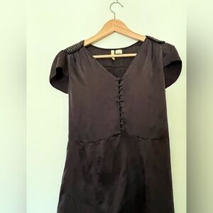 Iro Chocolate Brown 100% Silk Midi Dress Beaded Detail On Back Shoulders  6